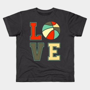 i love basketball funny retro colors Kids T-Shirt